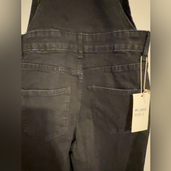 LA Girl Black Denim Straight leg Overalls NWT small - Picture 8 of 15
